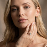 Yellow gold Oval Cut Diamond Solitaire Ring with Micro Pave Band and Four Prong Setting_29