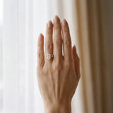 Yellow gold Oval Cut Diamond Solitaire Ring with Milgrain Pavé Band and Four-Prong Setting_12