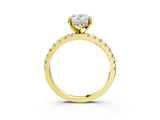 Yellow gold Oval Cut Diamond Solitaire Ring with Pavé Band and Four-Prong Setting_196