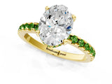 Yellow gold Oval Cut Diamond Solitaire Ring with Pavé Band and Four-Prong Setting_1