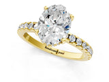 Yellow gold Oval Cut Diamond Solitaire Ring with Pavé Band and Four-Prong Setting_1