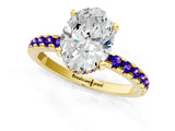 Yellow gold Oval Cut Diamond Solitaire Ring with Pavé Band and Four-Prong Setting_1