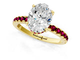 Yellow gold Oval Cut Diamond Solitaire Ring with Pavé Band and Four-Prong Setting_1