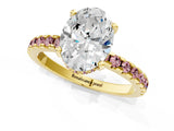 Yellow gold Oval Cut Diamond Solitaire Ring with Pavé Band and Four-Prong Setting_1