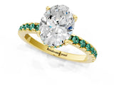 Yellow gold Oval Cut Diamond Solitaire Ring with Pavé Band and Four-Prong Setting_1