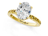 Yellow gold Oval Cut Diamond Solitaire Ring with Pavé Band and Four-Prong Setting_1