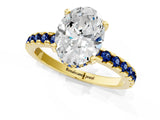 Yellow gold Oval Cut Diamond Solitaire Ring with Pavé Band and Four-Prong Setting_1