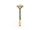 Yellow gold Oval Cut Diamond Solitaire Ring with Pavé Band and Four-Prong Setting_2