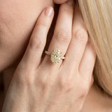 14K Yellow Gold 2.08 Carat D VVS2 Oval Diamond Solitaire Ring with Round Pavé Band and Four-Prong Setting