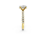 Yellow gold Oval Cut Diamond Solitaire Ring with Pavé Band and Four-Prong Setting_2
