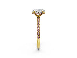 Yellow gold Oval Cut Diamond Solitaire Ring with Pavé Band and Four-Prong Setting_2