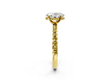 Yellow gold Oval Cut Diamond Solitaire Ring with Pavé Band and Four-Prong Setting_2