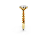 Yellow gold Oval Cut Diamond Solitaire Ring with Pavé Band and Four-Prong Setting_2