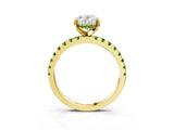 Yellow gold Oval Cut Diamond Solitaire Ring with Pavé Band and Four-Prong Setting_3
