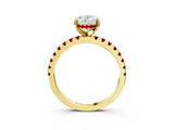 Yellow gold Oval Cut Diamond Solitaire Ring with Pavé Band and Four-Prong Setting_3