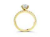 Yellow gold Oval Cut Diamond Solitaire Ring with Pavé Band and Four-Prong Setting_3
