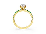 Yellow gold Oval Cut Diamond Solitaire Ring with Pavé Band and Four-Prong Setting_3