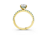 Yellow gold Oval Cut Diamond Solitaire Ring with Pavé Band and Four-Prong Setting_3