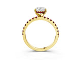 Yellow gold Oval Cut Diamond Solitaire Ring with Pavé Band and Four-Prong Setting_3