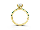 Yellow gold Oval Cut Diamond Solitaire Ring with Pavé Band and Four-Prong Setting_3