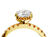Yellow gold Oval Cut Diamond Solitaire Ring with Pavé Band and Four-Prong Setting_4