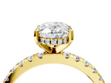 Yellow gold Oval Cut Diamond Solitaire Ring with Pavé Band and Four-Prong Setting_4