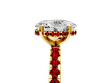 Yellow gold Oval Cut Diamond Solitaire Ring with Pavé Band and Four-Prong Setting_5