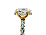 Yellow gold Oval Cut Diamond Solitaire Ring with Pavé Band and Four-Prong Setting_5