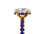 Yellow gold Oval Cut Diamond Solitaire Ring with Pavé Band and Four-Prong Setting_5
