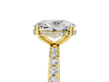 18K Yellow Gold 2.01 Carat D VVS1 Oval Diamond Solitaire Ring with Pavé Band and Hidden Halo