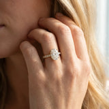 18K Yellow Gold 2.01 Carat D VVS1 Oval Diamond Solitaire Ring with Pavé Band and Hidden Halo