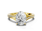 Yellow gold Oval Cut Diamond Solitaire Ring with Pavé Band and Prong Setting_16