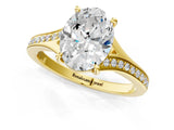Yellow gold Oval Cut Diamond Solitaire Ring with Pavé Band and Prong Setting_17
