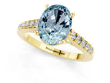 Yellow gold Oval Cut Diamond Solitaire Ring with Pavé Band and Prong Setting_1