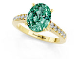 Yellow gold Oval Cut Diamond Solitaire Ring with Pavé Band and Prong Setting_1