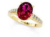 Yellow gold Oval Cut Diamond Solitaire Ring with Pavé Band and Prong Setting_1