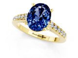 Yellow gold Oval Cut Diamond Solitaire Ring with Pavé Band and Prong Setting_1