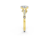 Yellow gold Oval Cut Diamond Solitaire Ring with Pavé Band and Prong Setting_2