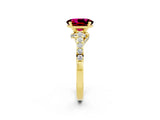 Yellow gold Oval Cut Diamond Solitaire Ring with Pavé Band and Prong Setting_2