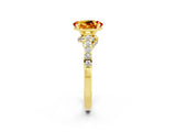 Yellow gold Oval Cut Diamond Solitaire Ring with Pavé Band and Prong Setting_2