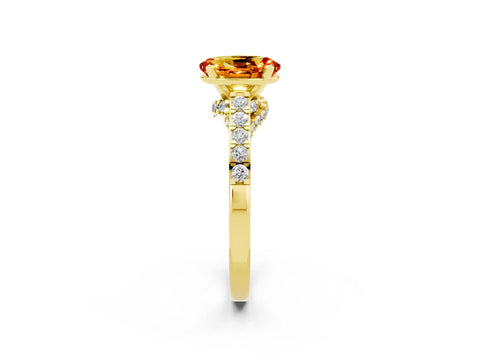 Yellow gold Oval Cut Diamond Solitaire Ring with Pavé Band and Prong Setting_2