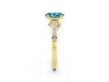 Yellow gold Oval Cut Diamond Solitaire Ring with Pavé Band and Prong Setting_2