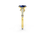 Yellow gold Oval Cut Diamond Solitaire Ring with Pavé Band and Prong Setting_2
