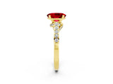Yellow gold Oval Cut Diamond Solitaire Ring with Pavé Band and Prong Setting_2