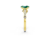 Yellow gold Oval Cut Diamond Solitaire Ring with Pavé Band and Prong Setting_2