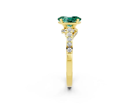 Yellow gold Oval Cut Diamond Solitaire Ring with Pavé Band and Prong Setting_2