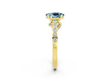 Yellow gold Oval Cut Diamond Solitaire Ring with Pavé Band and Prong Setting_2