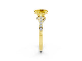 Yellow gold Oval Cut Diamond Solitaire Ring with Pavé Band and Prong Setting_2