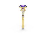 Yellow gold Oval Cut Diamond Solitaire Ring with Pavé Band and Prong Setting_2