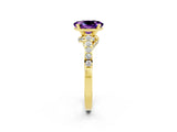 Yellow gold Oval Cut Diamond Solitaire Ring with Pavé Band and Prong Setting_2